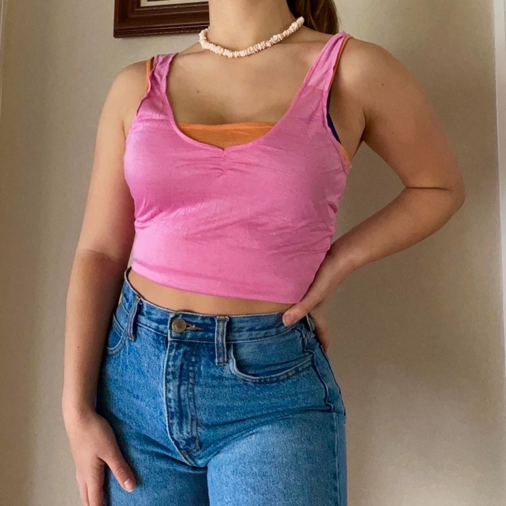 90s Sweetees pink and orange double layered tank top